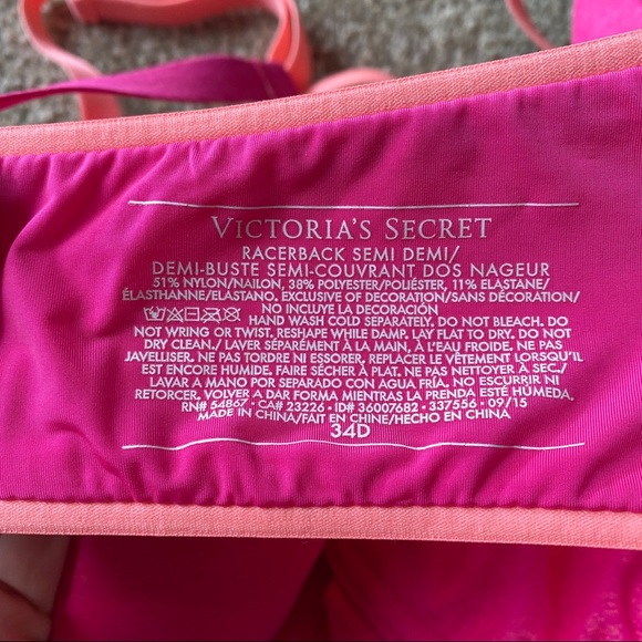 Victoria’s secret NWOT pink racerback semi demi bra 34D - Picture 11 of 11